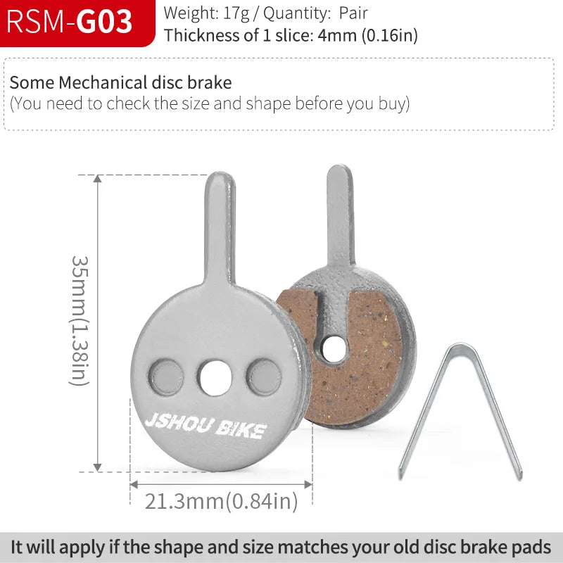 Semi-Metal Bicycle Brake Pads for Shimano SRAM Avid Hayes Magura by JSHOUBIKE
