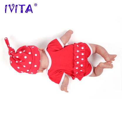 IVITA 36cm Full Body Silicone Reborn Doll 1.65kg Baby Girl w/ Clothes