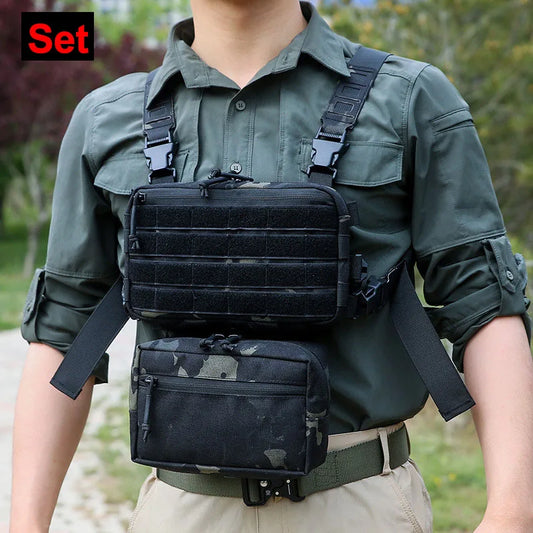 Outdoor Tactical Vest Bag CS Wargame Chest Rig Airsoft Pouch Holster Molle Men Shoulder Camping Backpack 1000D Hunting Fishing-EXPROTAS