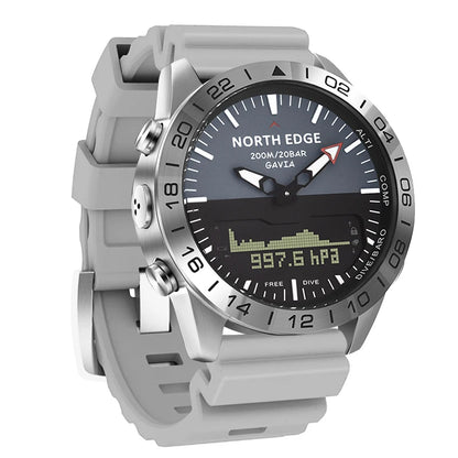 NORTH EDGE Men‘s Dive Sports Digital watch Military Army Luxury Full Steel Business Waterproof 200m Altimeter Compass-EXPROTAS