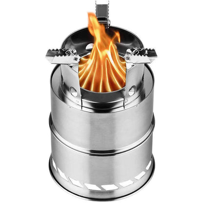 Portable Outdoor Camping Stove Wood Burning Stainless Steel BBQ Picnic Cooking