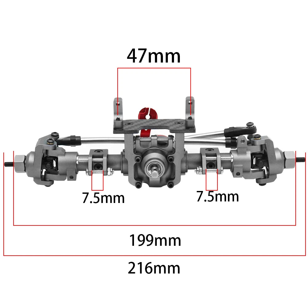 SCX10 II CNC Aluminum Front & Rear Axle Set 30T/8T for Axial AR44 90046 90047 Upgrade - EXPROTAS