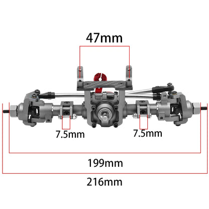 SCX10 II CNC Aluminum Front & Rear Axle Set 30T/8T for Axial AR44 90046 90047 Upgrade - EXPROTAS