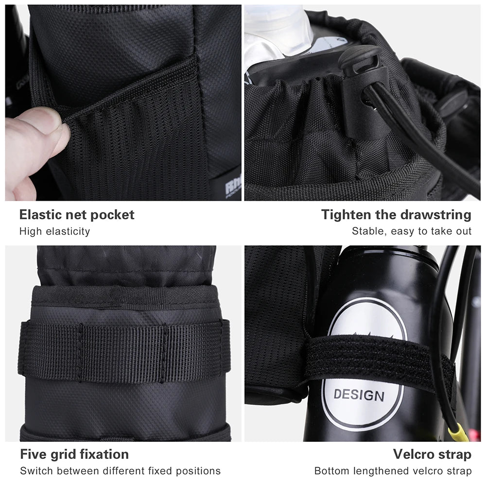 Bicycle Water Bottle Carrier Rhinowalk Insulated Pouch 2pcs for MTB Handlebar Frame Bag