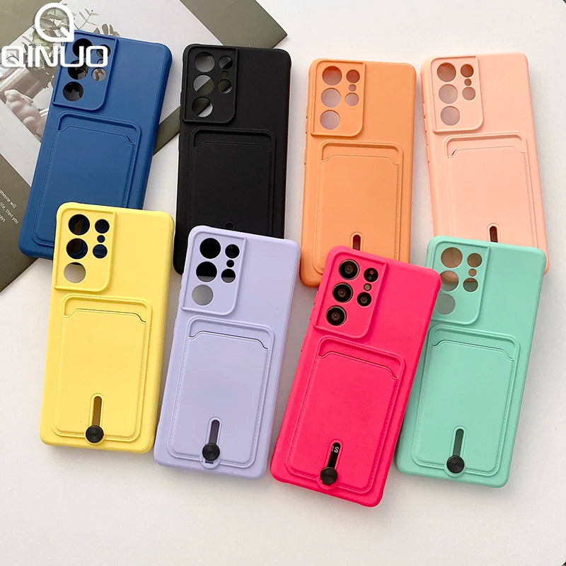 Soft Wallet Card Holder Case for Samsung S21-S26 A17-A57 Candy Cover