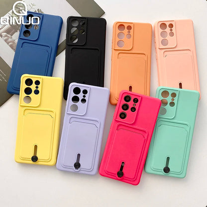 Soft Wallet Card Holder Case for Samsung S21-S26 A17-A57 Candy Cover