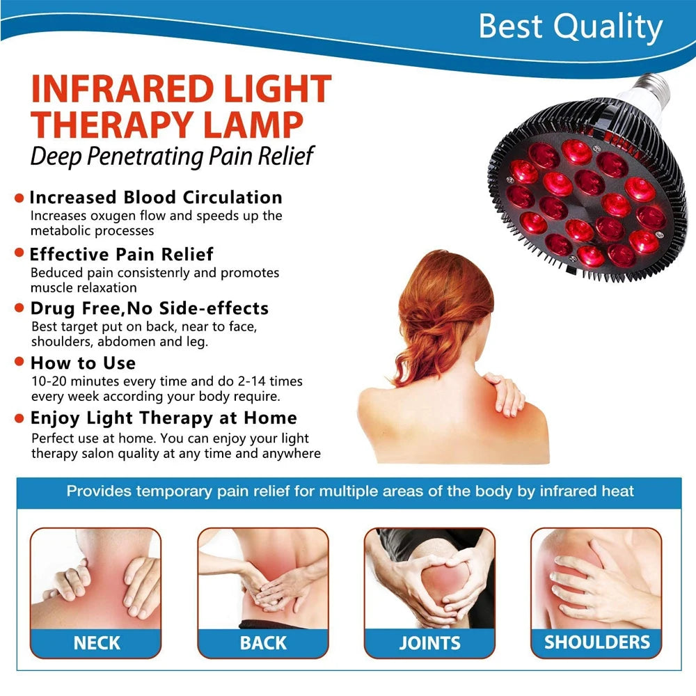 Red Light Therapy Lamp For Face 54W 660nm & 850nm Infrared Light Therapy Device For Muscle Joint Pain Relief Skin Health Tools-EXPROTAS