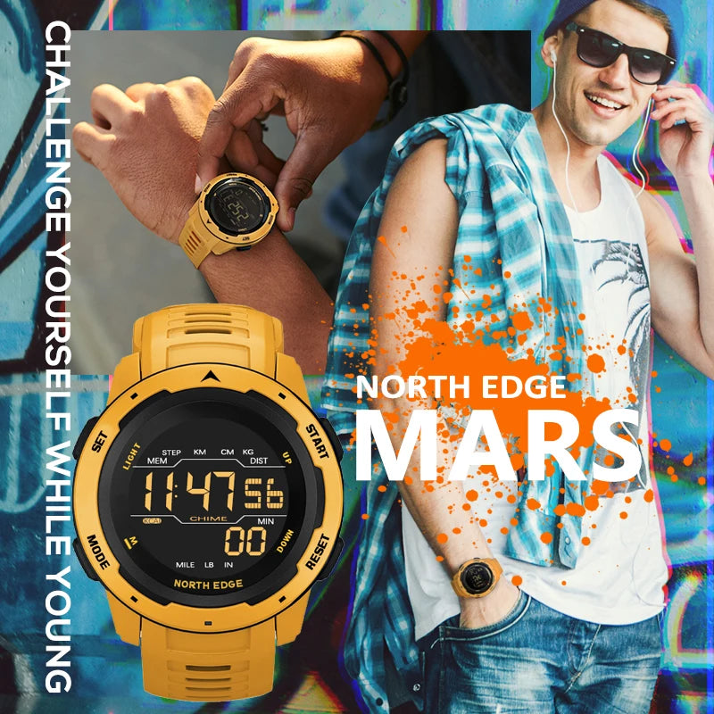 NORTH EDGE Mens Smart Watch Women Sportswatch Dual Time Running Pedometer Countdown Waterproof 50m Digital Alarm Military Clock-EXPROTAS