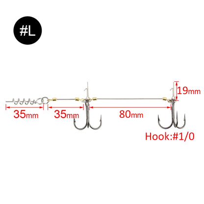 Double Fishing Hooks #6 #1 #1/0 Stinger Rig for Softbait Pike Tackle