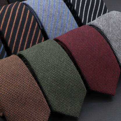 Men Necktie Wool Slim Brown Handmade Casual Ties Accessories