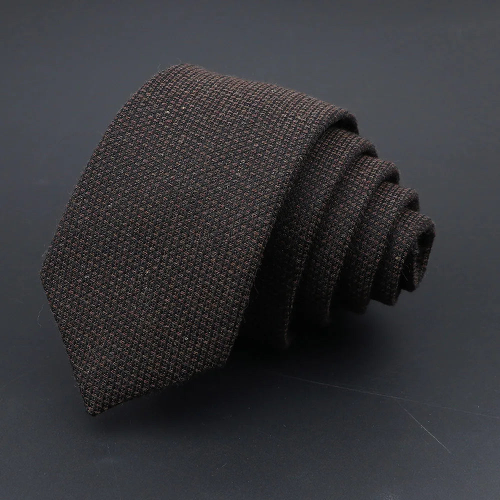 Men Necktie Wool Slim Brown Handmade Casual Ties Accessories