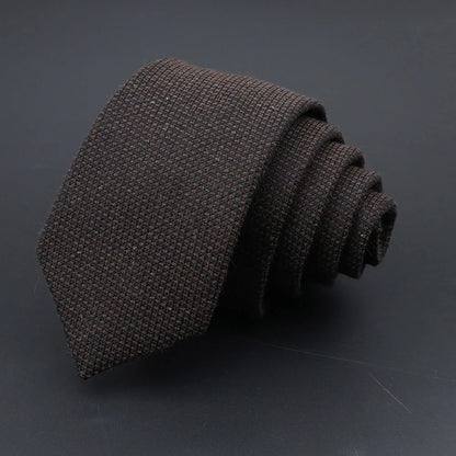 Men Necktie Wool Slim Brown Handmade Casual Ties Accessories