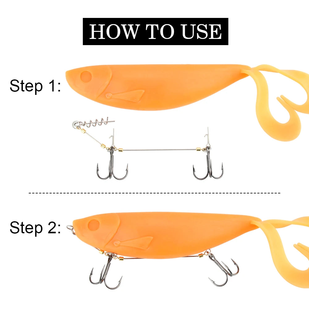 Double Fishing Hooks #6 #1 #1/0 Stinger Rig for Softbait Pike Tackle