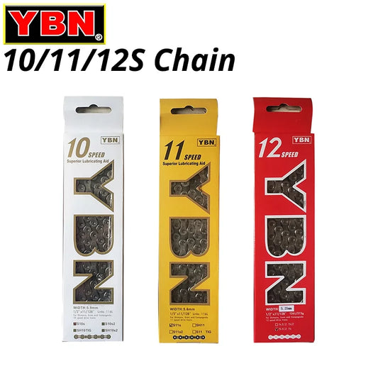 YBN 10/11/12-Speed Bicycle Chain Hollow Silver with Quick Link Shimano Compatible