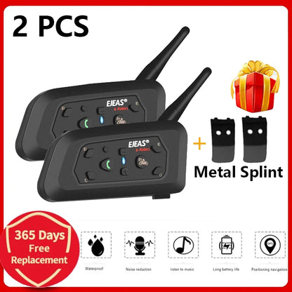 Bluetooth Motorcycle Helmet Intercom Headset 1200m Waterproof for 6 Riders