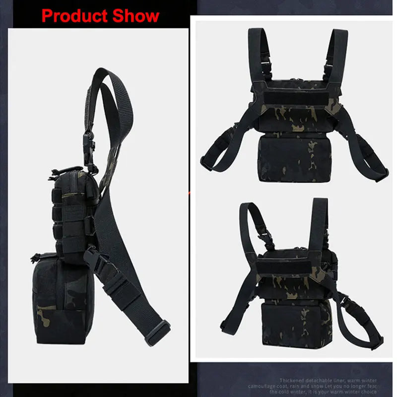 Outdoor Tactical Vest Bag CS Wargame Chest Rig Airsoft Pouch Holster Molle Men Shoulder Camping Backpack 1000D Hunting Fishing-EXPROTAS