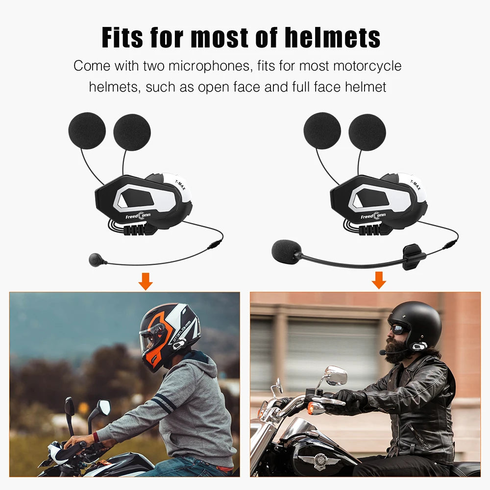 FreedConn T Max Motorcycle Helmet Bluetooth Intercom 6 Riders FM Waterproof