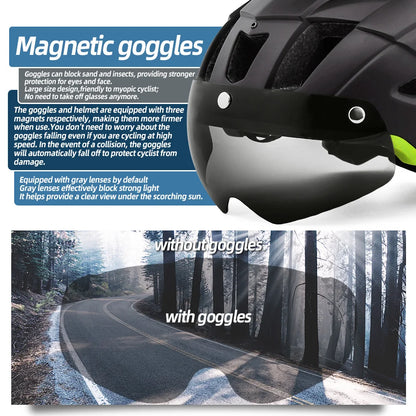 VICTGOAL LED Bike Helmet With Sun Goggle Visor Rechargeable LED Men Bicycle Helmet Sunglasses Shield Road MTB Cycling Helmets-EXPROTAS
