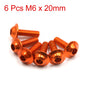 20Pcs M6x20mm Orange Hexagon Motorcycle License Plate Bolts & Screws