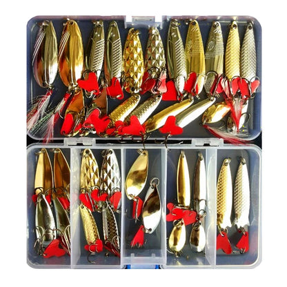 35pcs Metal Jig Spoon Fishing Lure Set for Sea Bass Tackle Bait