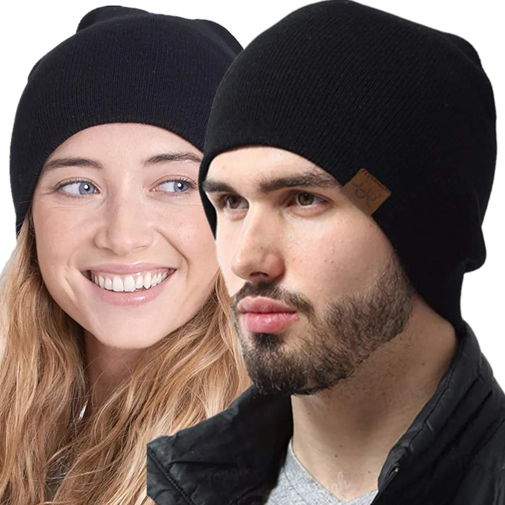 Unisex Urgentman Winter Beanie Cap Outdoor Warm Knitted Fur Lined Hat