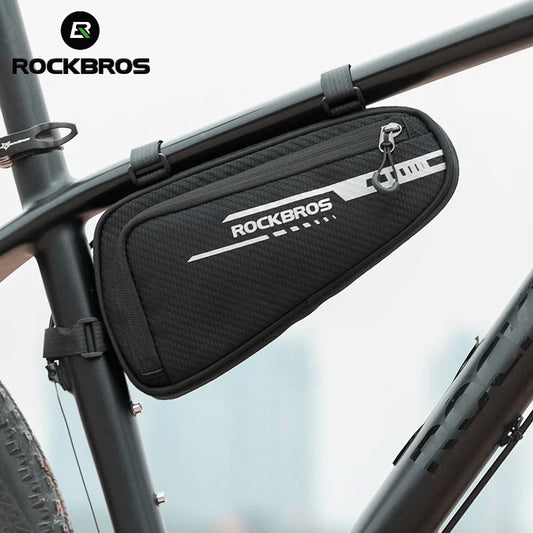 ROCKBROS 1.2L Triangle Frame Bag with Side Pockets Reflective Cycling Bike Accessory