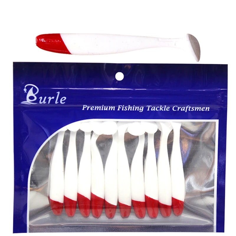 10pcs Fishing Lure Soft Silicone Swimbaits Worms for Bass and Pike