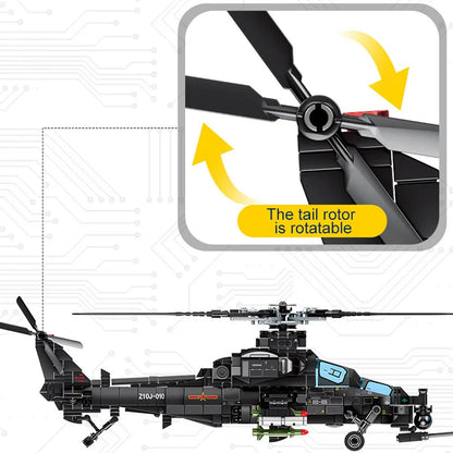 SEMBO Z-10 Military Helicopter Building Blocks 732pcs SWAT Gunship Model Toy Gift