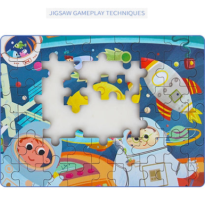 60pcs Wooden Jigsaw Puzzle Kids Toy Cartoon Animals Vehicles Educational Learning Gift