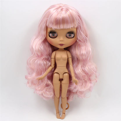 ICY DBS Blythe Doll 1/6 BJD Joint Body 30cm Dark Skin Matte Face Purple Pink Hair