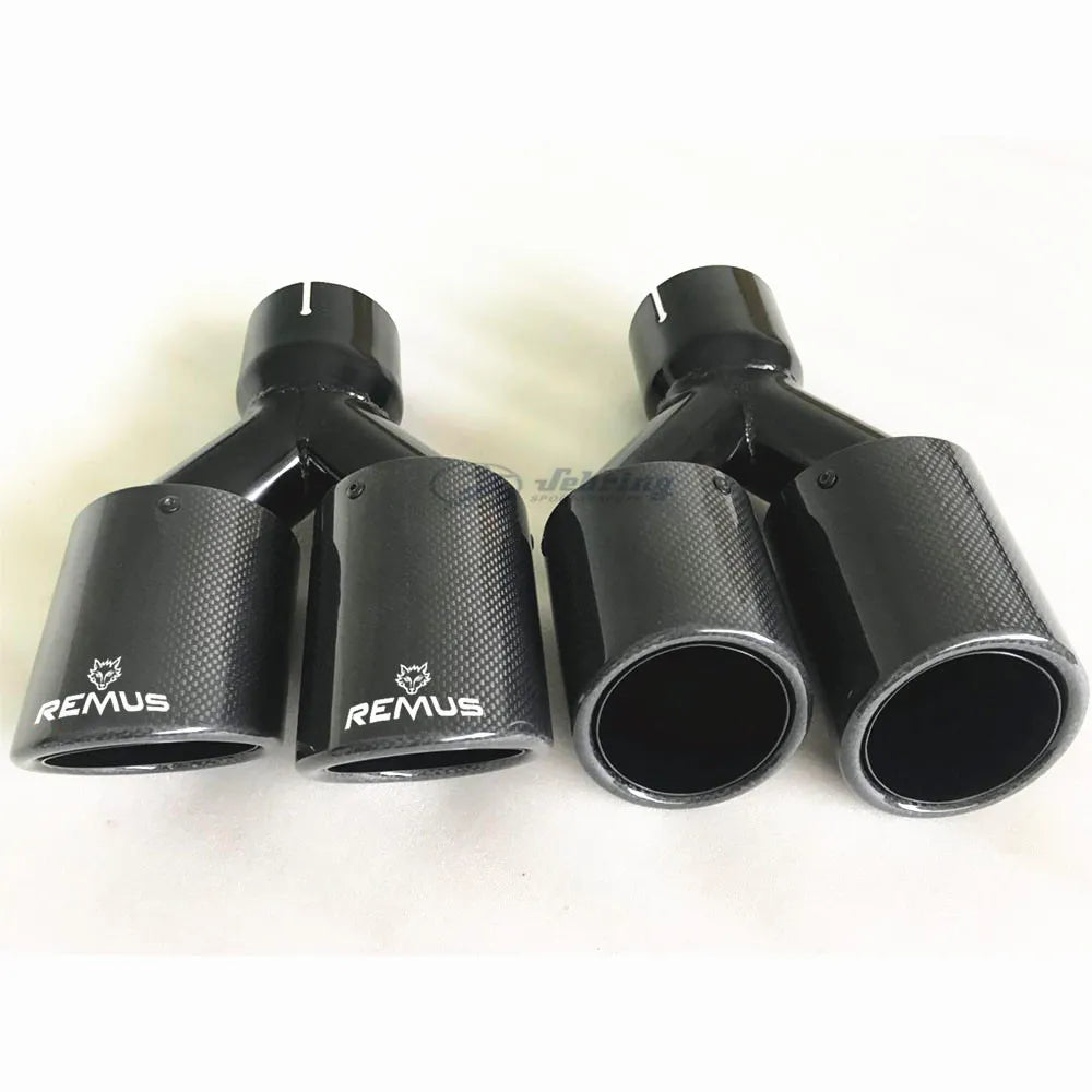 REMUS 1PC Car Modification Universal Dual Glossy black Automobile Exhaust pipe MUFFLER  pipe  carbon fiber exhaust tip universal-EXPROTAS