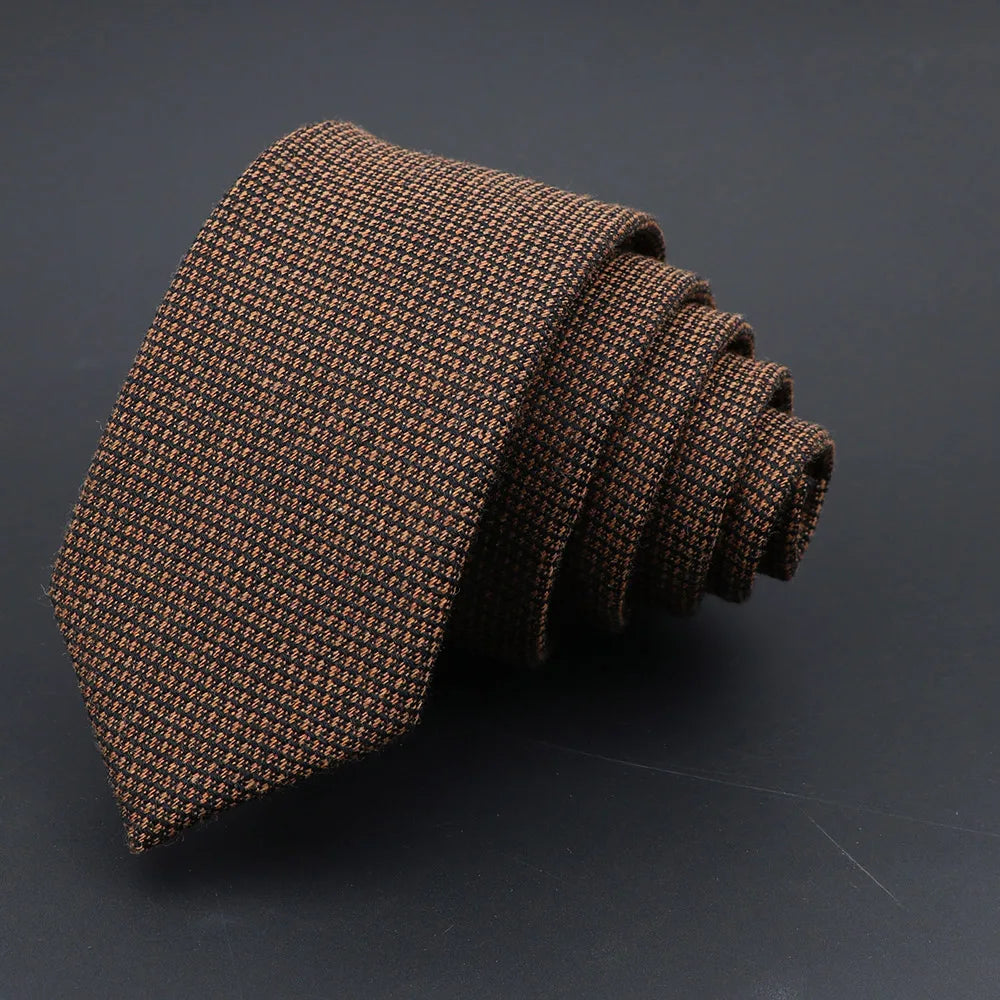 Men Necktie Wool Slim Brown Handmade Casual Ties Accessories