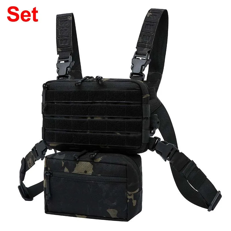 Outdoor Tactical Vest Bag CS Wargame Chest Rig Airsoft Pouch Holster Molle Men Shoulder Camping Backpack 1000D Hunting Fishing-EXPROTAS