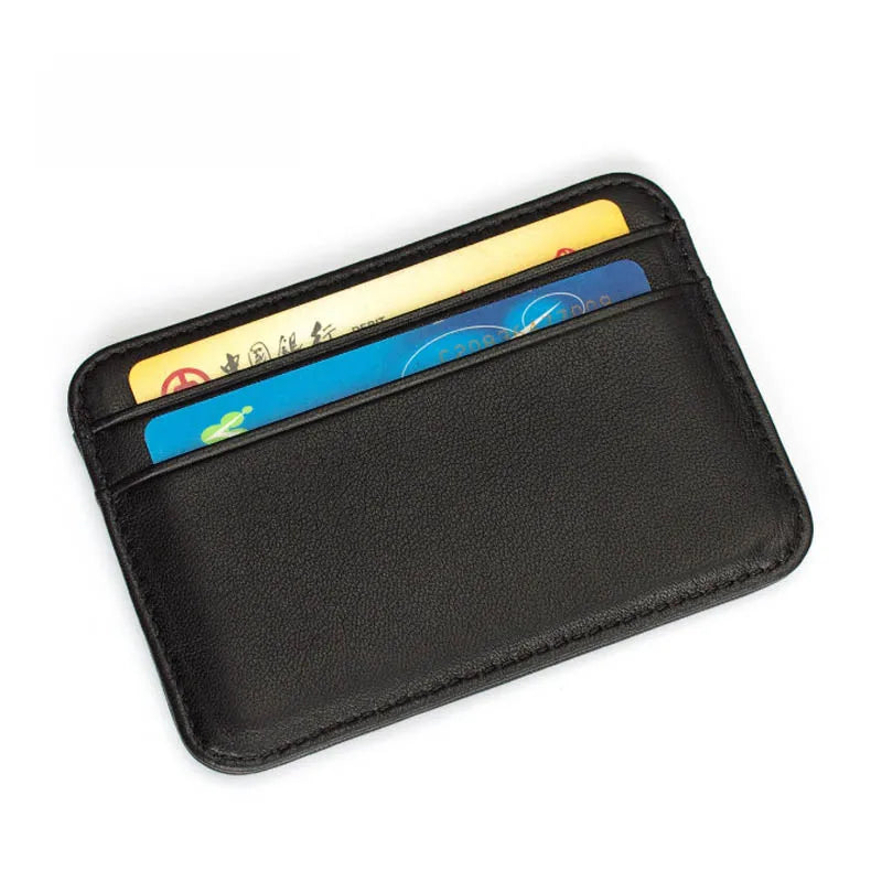 Slim Leather Credit Card Holder Wallet RFID Blocking for Men Thin Mini