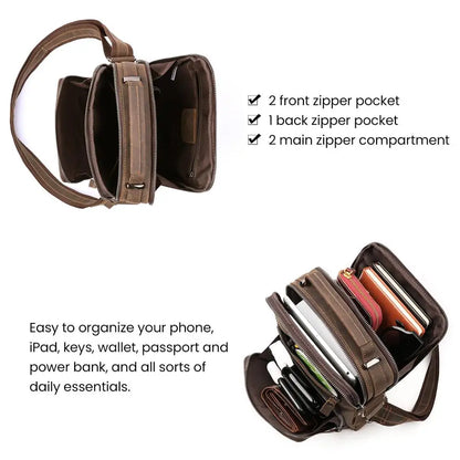 JOYIR Men’s Genuine Leather Vintage Shoulder Crossbody Messenger Bag
