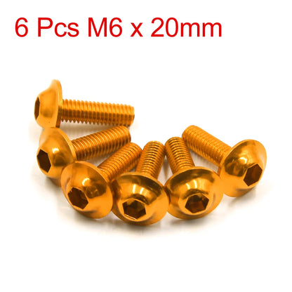 20Pcs M6x20mm Orange Hexagon Motorcycle License Plate Bolts & Screws