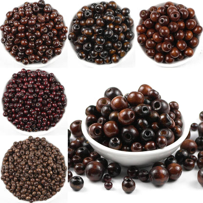 500Pcs Natural Wooden Beads Round Brown for Jewellery Making DIY Bracelet