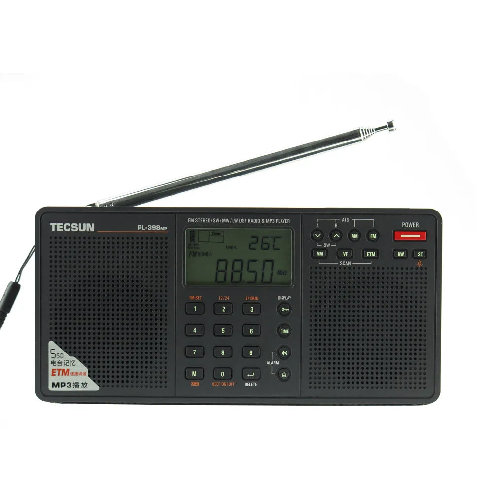 Tecsun PL-398MP Portable DSP Radio FM AM SW Receiver MP3 Player TF Card Stereo - EXPROTAS