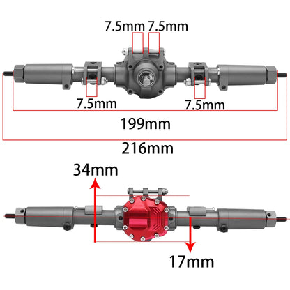 SCX10 II CNC Aluminum Front & Rear Axle Set 30T/8T for Axial AR44 90046 90047 Upgrade - EXPROTAS