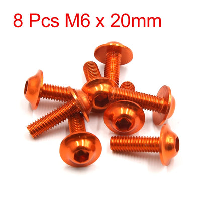 20Pcs M6x20mm Orange Hexagon Motorcycle License Plate Bolts & Screws
