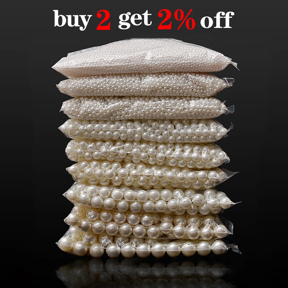 1000Pcs Imitation Pearl Beads 3-20mm Round Spacer for Bracelet Making DIY