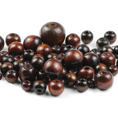 500Pcs Natural Wooden Beads Round Brown for Jewellery Making DIY Bracelet
