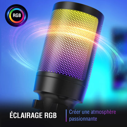 FIFINE Ampligame A6V USB Condenser Gaming Microphone with Pop Filter Shock Mount Gain Control for PC PS4 PS5 Mac