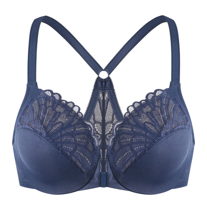 MELENECA Women’s Plus Size Front Closure Lace Underwire Bra Unlined - EXPROTAS