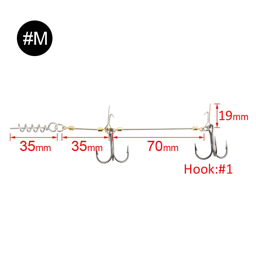 Double Fishing Hooks #6 #1 #1/0 Stinger Rig for Softbait Pike Tackle