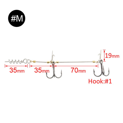 Double Fishing Hooks #6 #1 #1/0 Stinger Rig for Softbait Pike Tackle