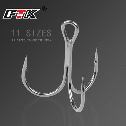 20Pcs Fishing Hooks Treble Carbon Steel Barbed Sharp 2/4/6/8/10#
