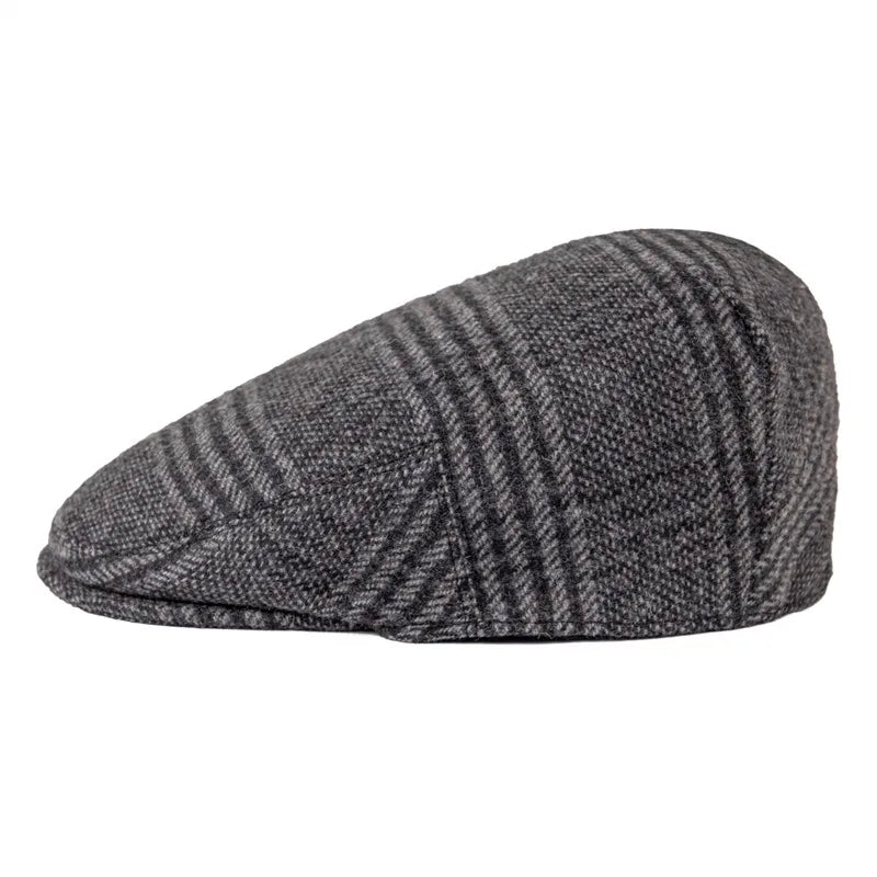 Feinion Men's Wool Blend Flat Newsboy Cabbie Hat Driving Cap