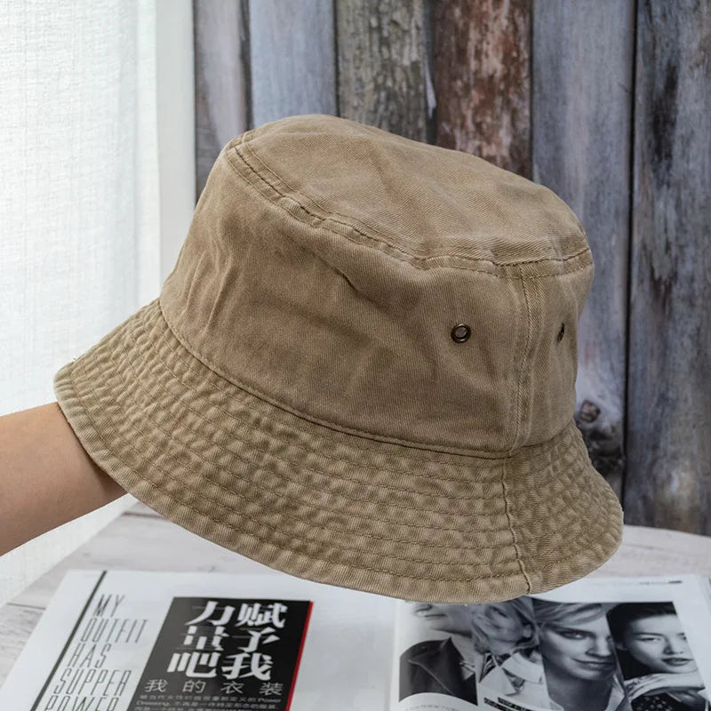 Unisex Bucket Hat Washed Denim Fisherman Cap Summer Casual Fashion