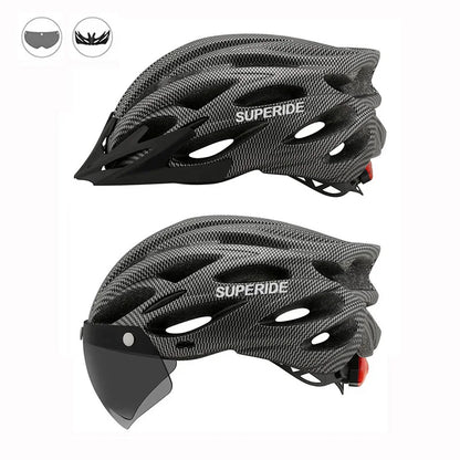 SUPERIDE Men Women Cycling Helmet with Rearlight Sports MTB Bicycle Helmet Road Bike Mountain Bike Helmet with Goggles & Visor-EXPROTAS